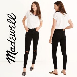 NWOT Madewell High-Rise Roadtripper “Black Rip” Jeggings Button-Front Size 24